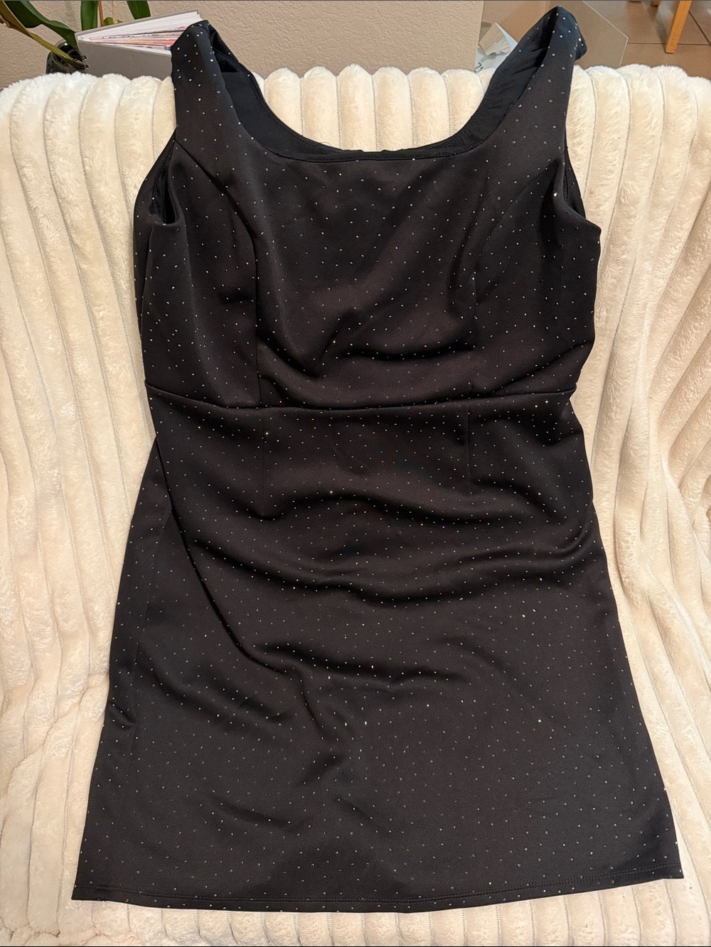 🔴 GLAMOUR Black Sleeveless Sheath Dress with Micro Gem Detail